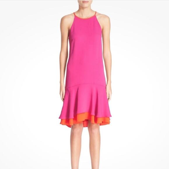 Diane Von Furstenberg Pink and Orange Kera Sleeveless Crepe Dress Size 6 - Picture 1 of 16